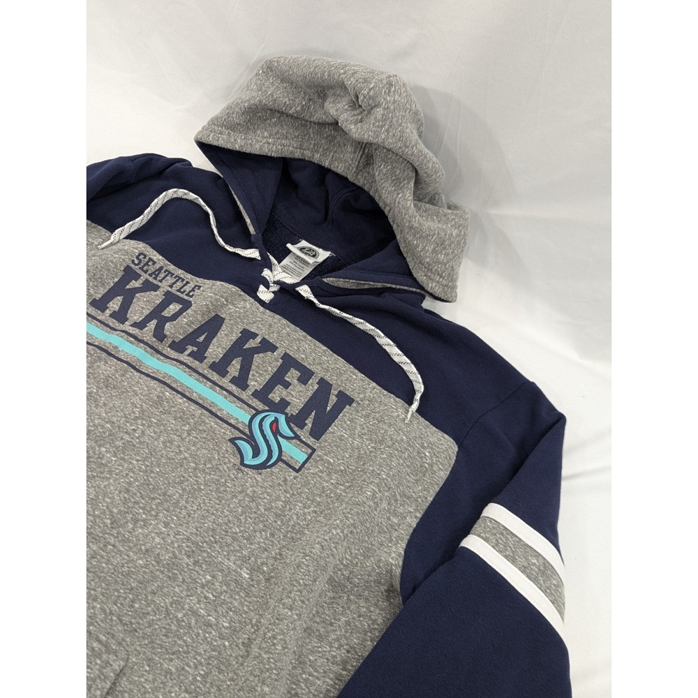 Seattle Kraken NHL Hockey Men's XL Hoodie Sweatshirt Pullover Gray Blue Thick